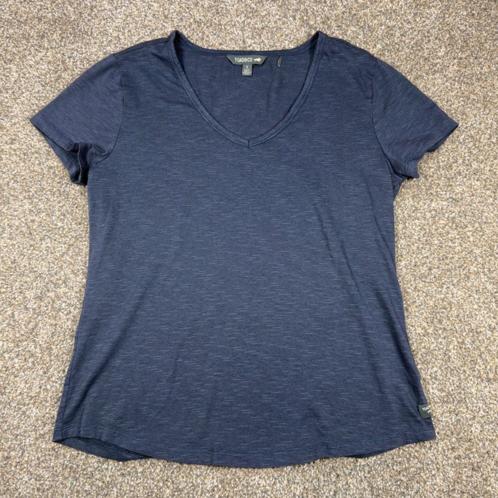 Toad&Co Womens Small V-Neck T-Shirt Bundle 3 Pack Gray Charcoal Navy Slub Knit - Picture 4 of 16